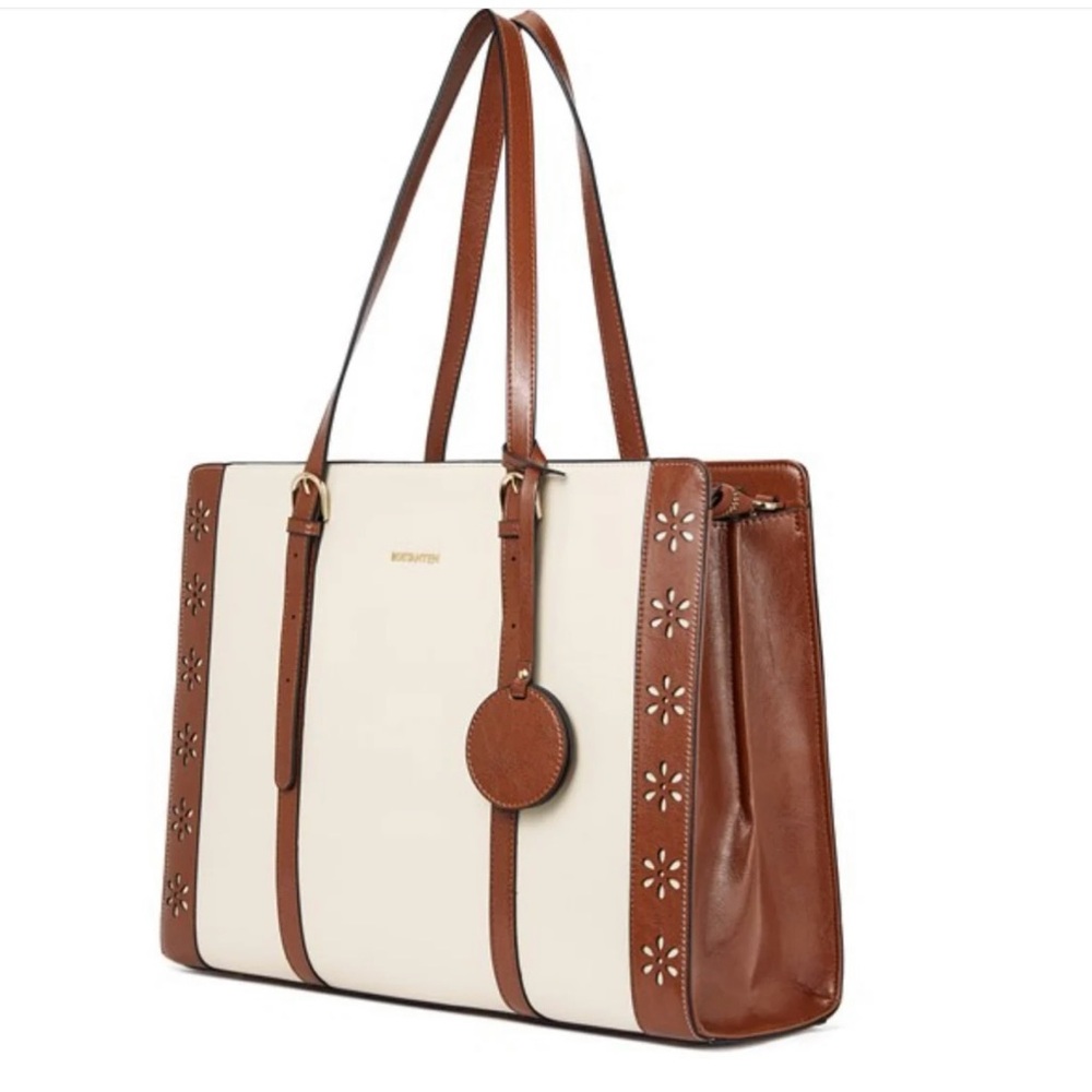 Stroud Leather Messenger Bag Briefcase Attache’ Bostanten Unused Brown Cream